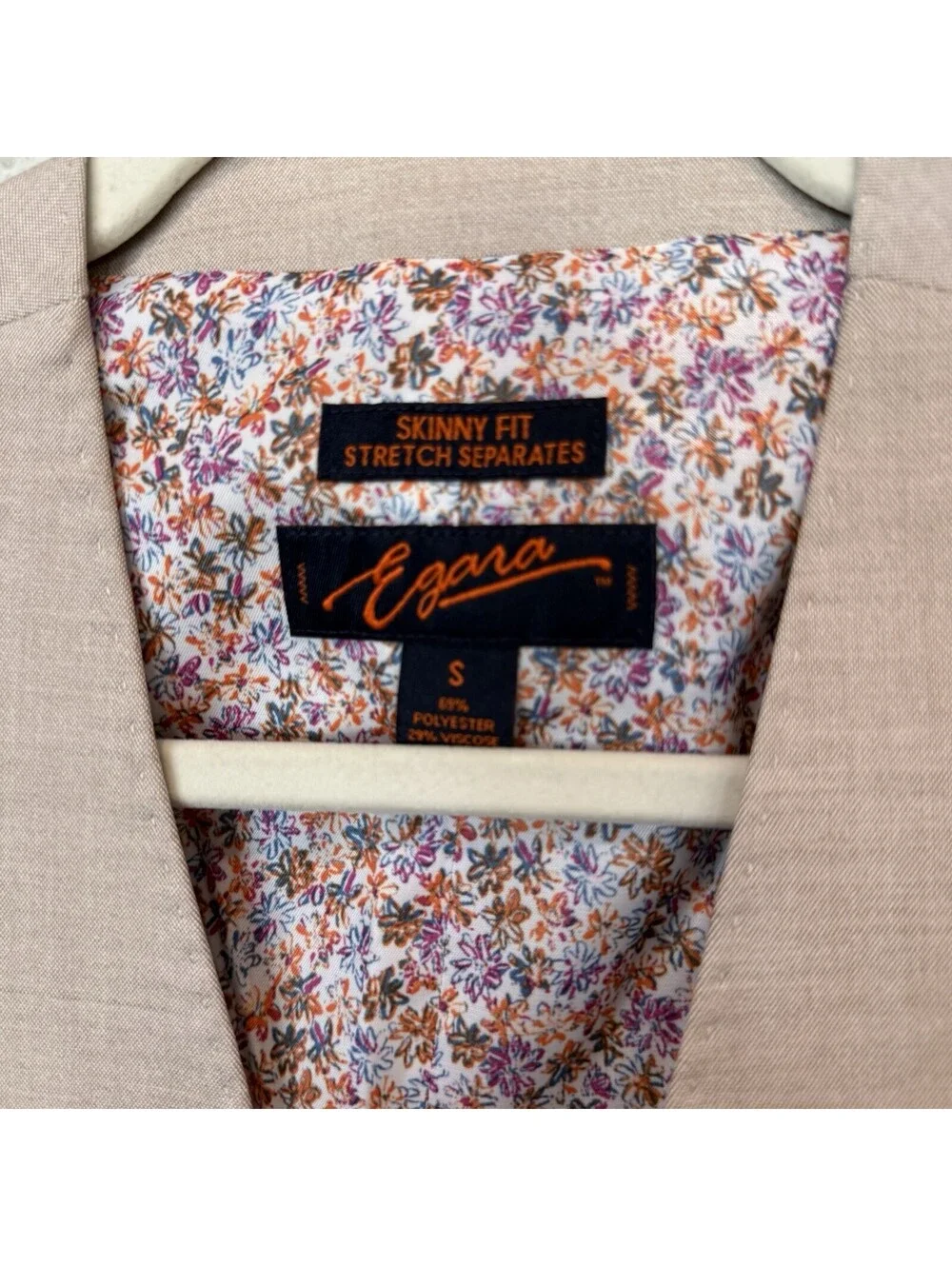 NWT Egara Men’s Suit Vest Skinny Fit Size Small Tan Floral Lining Designer